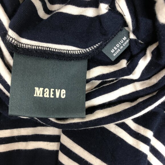 Maeve Navy & White Stripe Long Sleeve Dress Ladies Size Medium ** - Picture 7 of 7